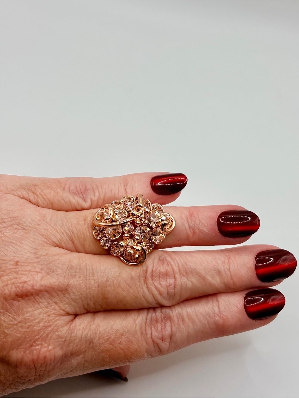 Camille Lucie Floral Rose Gold CZ Stone Statement Ring - Picture 6 of 6